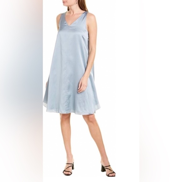 NWT Eileen Fisher Silk Blend Baby Blue Slip Dress - Picture 3 of 16